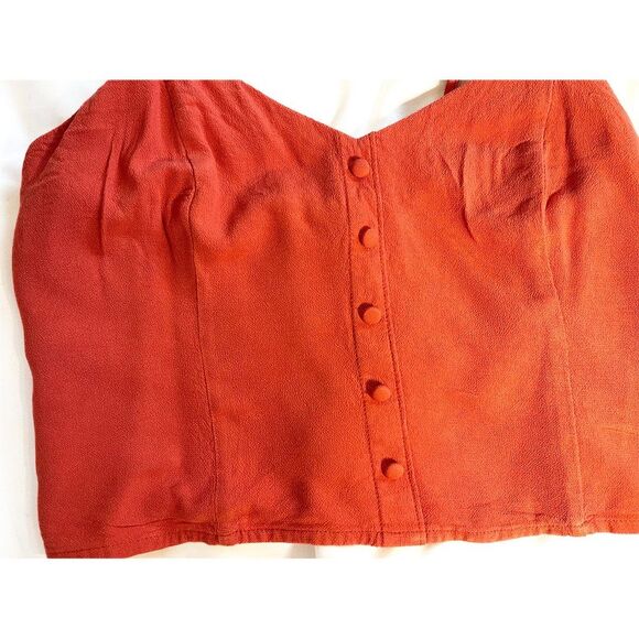 Abercrombie & Fitch Crop Top | Red Smocked Sweetheart Neckline | Size Small - Picture 5 of 12